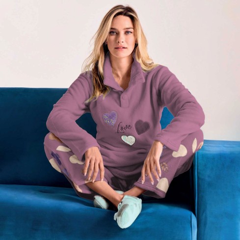 Pigiama donna collo alto in coral Infiore LVM652822