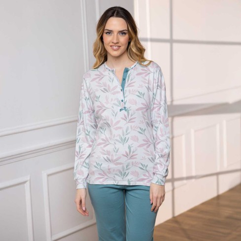 Pigiama donna a fantasia scollo serafino Irge IRI2459