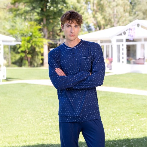 Pigiama uomo Irge collo serafino uomo 100% cotone IRL2524