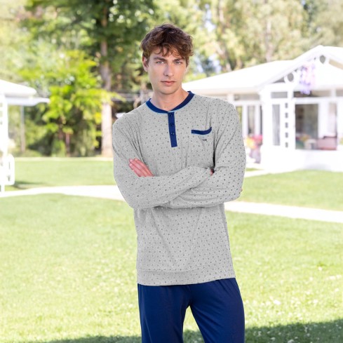 Pigiama uomo Irge collo serafino uomo 100% cotone IRL2524
