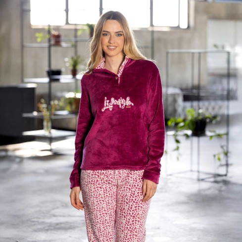 Pigiama donna in coral leopardato Irge MIC2492