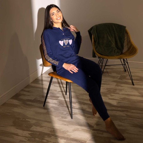 Pigiama donna in caldo cotone scollo serafino Irge YMI720