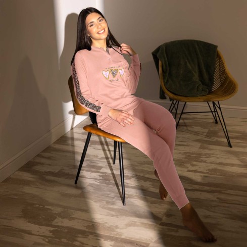 Pigiama donna in caldo cotone scollo serafino Irge YMI720