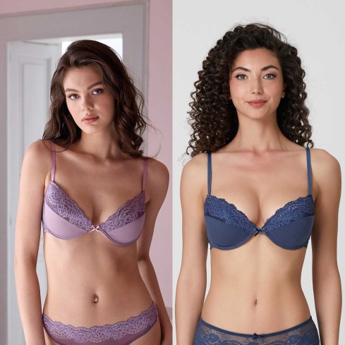 Reggiseno push-up con ferretto e pizzo Jadea 4842