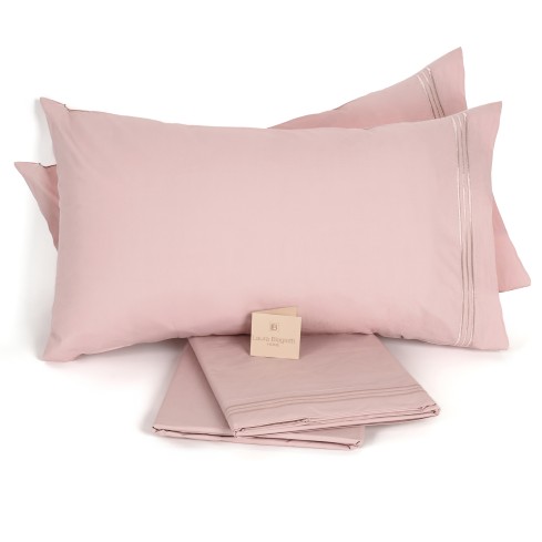 Completo Letto Matrimoniale con ricamo laterale 100% cotone Laura Biagiotti Florie