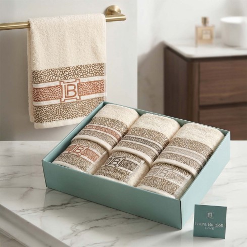 Asciugamani 100% spugna di cotone Laura Biagiotti domizia - 6 pezzi 