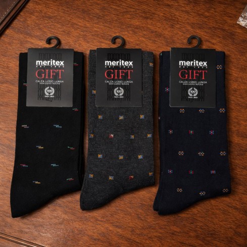 Calze uomo lunghe a fantasia caldo cotone Meritex 1914 - 3 paia