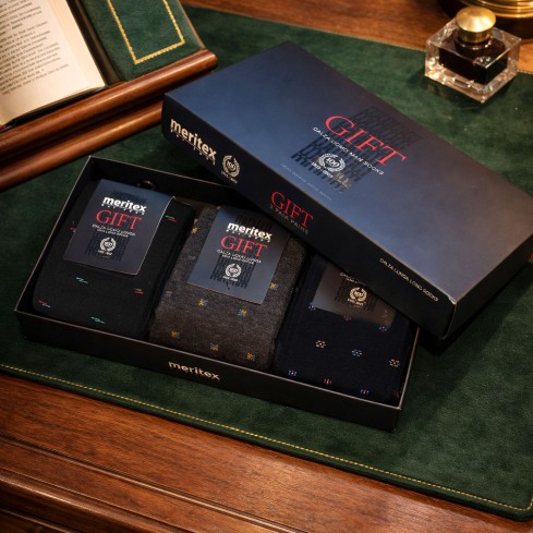 Calze uomo lunghe a fantasia caldo cotone Meritex 1914 - 3 paia