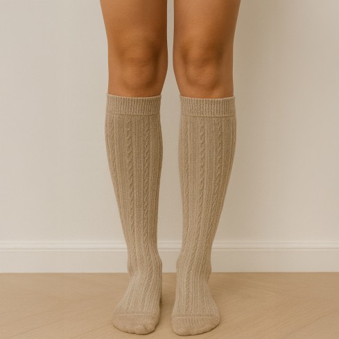 Calze donna lunghe Cashmere trama treccia Meritex 3 paia