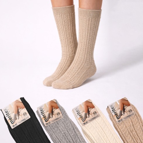 Calze donna midi motivo intrecciato calde Meritex 410 - 4 paia