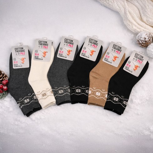 Calze donna termiche cotton thermic pile Meritex 333- 6 paia 