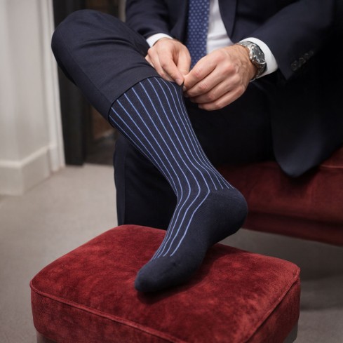 Calza uomo lunga gessata caldo cotone Meritex 1220 - 6 paia