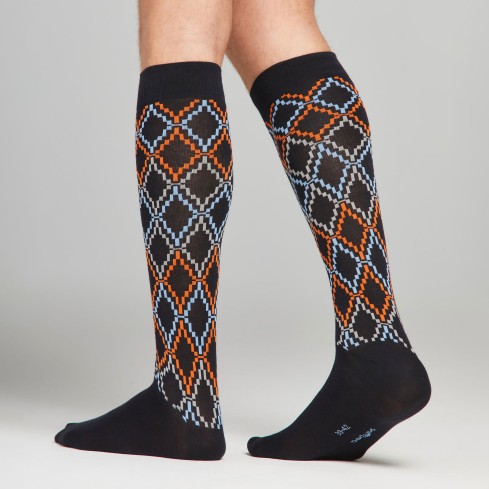 Calze lunghe fantasia geometrica Uomo Set da 6 paia Pompea Romeo S55