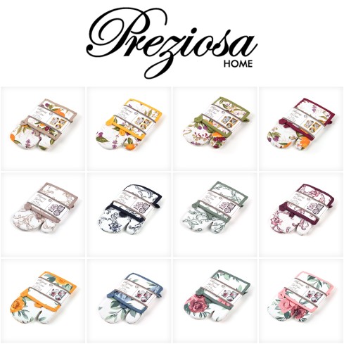 Set 3 pezzi cucina calise' S09 Preziosa 1 Guanto + 2 Presine