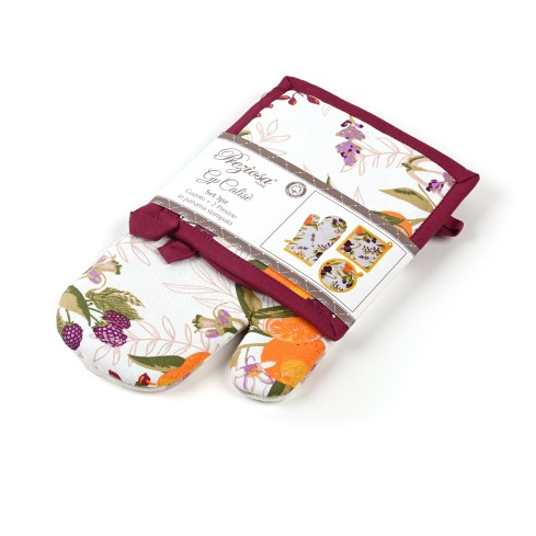 Set 3 pezzi cucina calise' S09 Preziosa 1 Guanto + 2 Presine