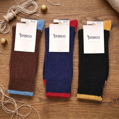 Calze corte uomo assortite in lana Prisco Soft Wool Uc - 3 paia 