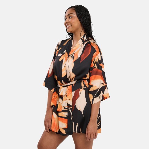 Kimono donna in simil raso floreale Sans Complexe 58TAN88