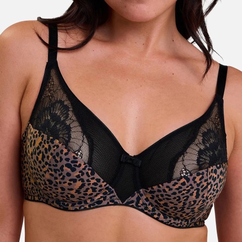 Reggiseno con ferretto leopardato e tulle micro rete Sans Complexe 70AAM78