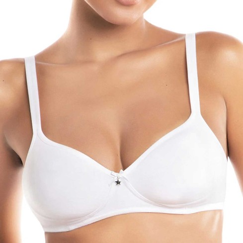 Reggiseno Sièlei 1452 senza ferretto cotone biologico fronte bianco modella