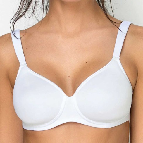 Reggiseno Sièlei 2546 senza ferretto microfibra spalline imbottite fronte bianco modella