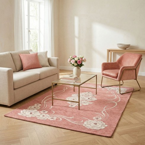 Tappeto floreale in jacquard ciniglia Incanto Clasik Zambaiti