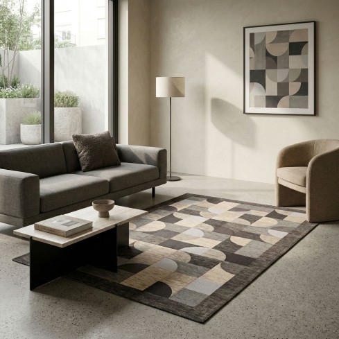 Tappeto arredo in jacquard di ciniglia base antiscivolo Incanto Loop Zambaiti