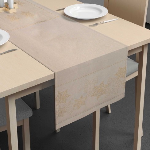 Runner tessuto jacquard neve brillantinata Zambaiti