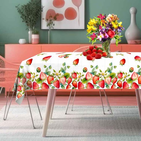 Tovaglia antimacchia con fragole Zambaiti