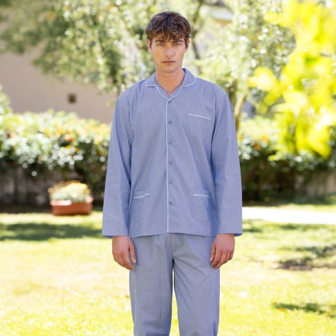 Pigiama uomo lungo 100% cotone leggero oxford Irge IRLO2573