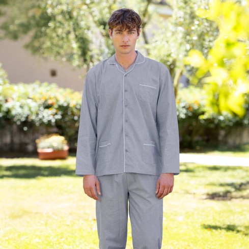 Pigiama uomo lungo 100% cotone leggero oxford Irge IRLO2573