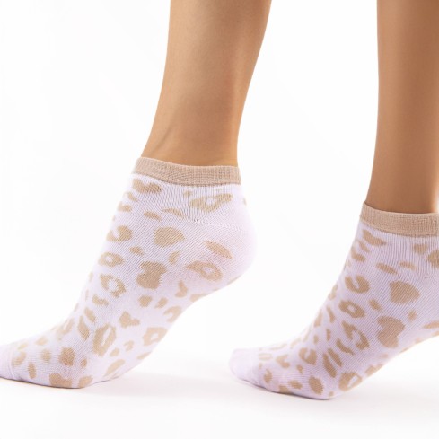 Calze donna leopardate in caldo cotone Fiore Java