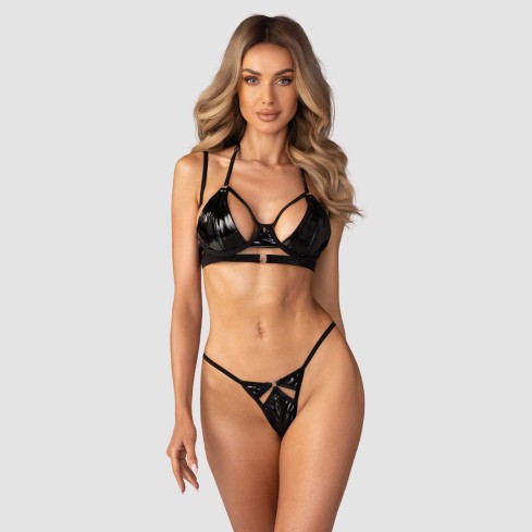 Coordinato effetto latex reggiseno + perizoma Obsessive keira lise