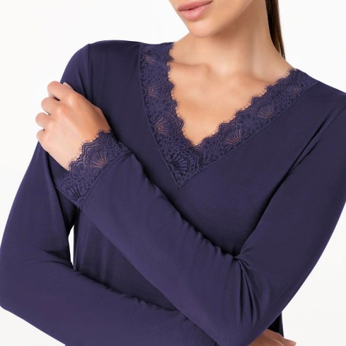 Camicia da notte lunga in modal e pizzo Lovable L0EHN