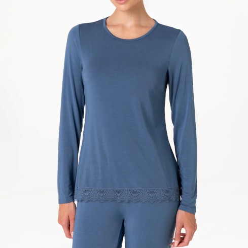 Pigiama donna lungo in modal e pizzo Lovable L0EHP