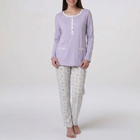 Pigiama donna lungo in cotone leggero Lovable L0EQH