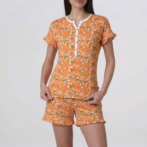 Pigiama donna corto scollo serafino cotone Lovable L0EQL