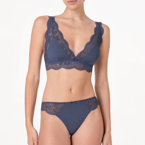 Bralette a triangolo senza ferretto in microfibra e pizzo Lovable L0EWR