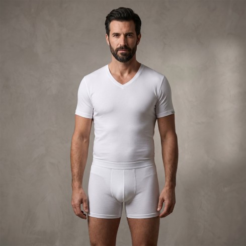 Maglia da uomo a punta mezza manica Pierre Cardin pcu101 in cotone bi-elastico 