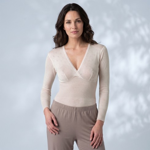 Maglia intima donna Liabel 016766 incrocio manica lunga 80% lana