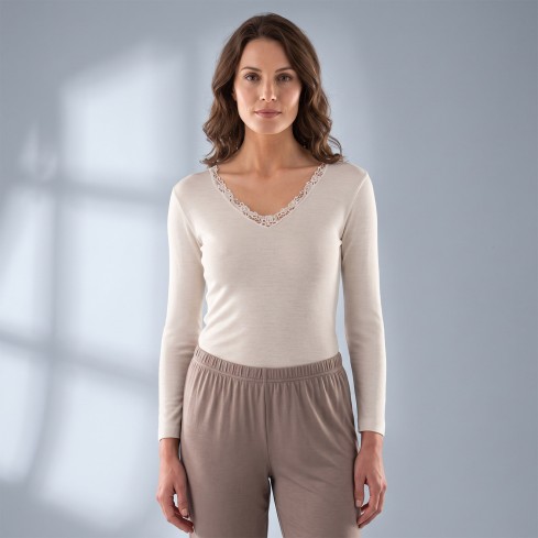 Maglia intima donna Liabel manica lunga cotone e lana
