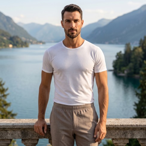 Maglia Intima Uomo Manica Corta 100% filo di scozia 0034 di Garda