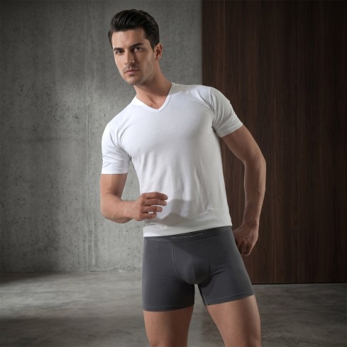 Maglia uomo Rossoporpora 2020 mezza manica scollo V bianco modello zoom