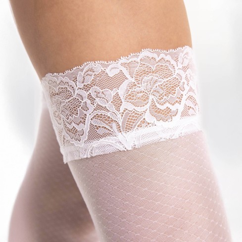 Calze In Pizzo Sexy Trasparente Coscia Alta Per Donna Con Finitura - Foto 4