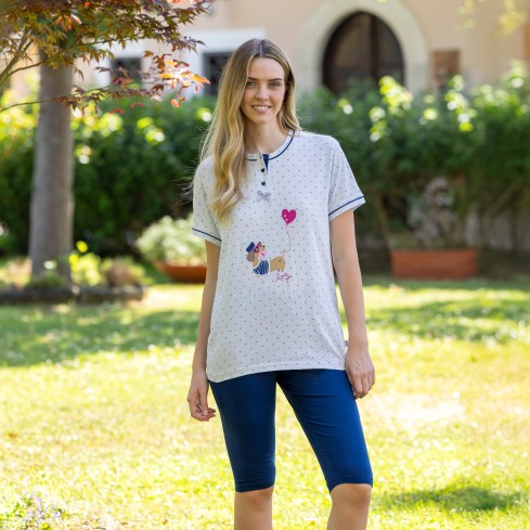 Pigiama donna con cagnolino in cotone Irge MIC2619