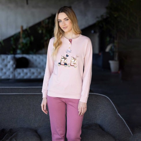 Pigiama donna cagnolini caldo cotone Irge MII2420