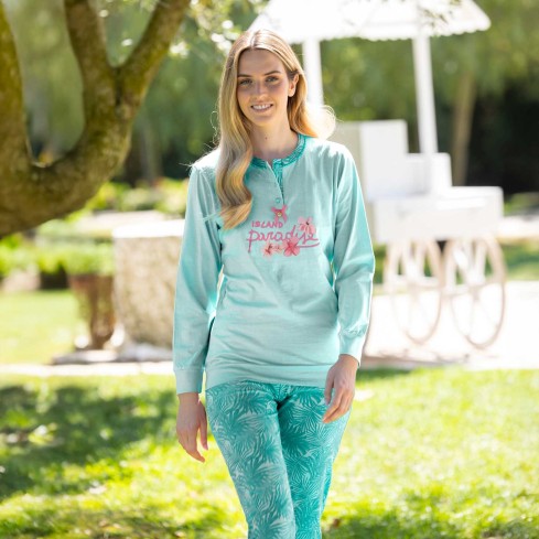 Pigiama donna fantasia tropicale cotone leggero Irge MIL2610