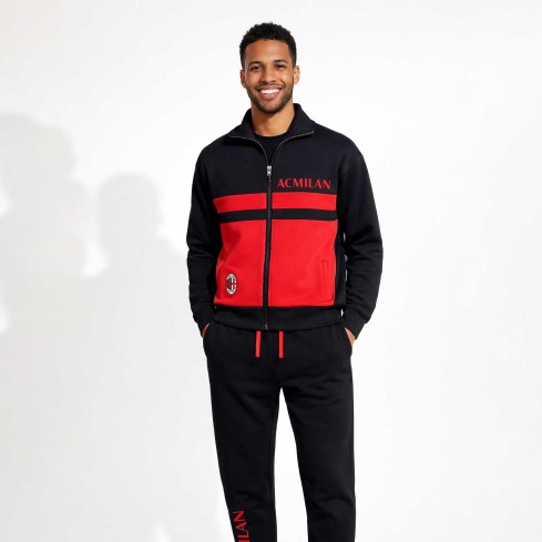 Pigiama tuta uomo ufficiale Milan in cotone felpato rossonero PIGM 1090