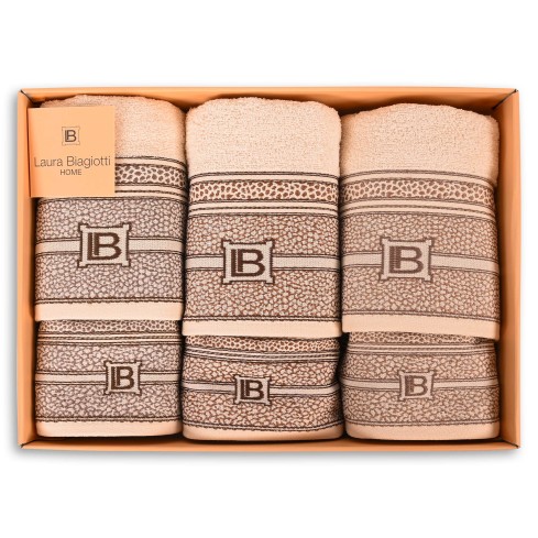 Set 6 Asciugamani con banda tartarugata Mira Laura Biagiotti
