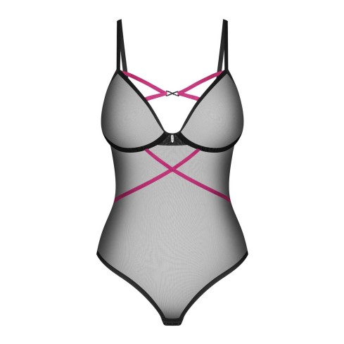 Teddy trasparente con ferretto, lacci e dettagli luminosi Obsessive Novenes