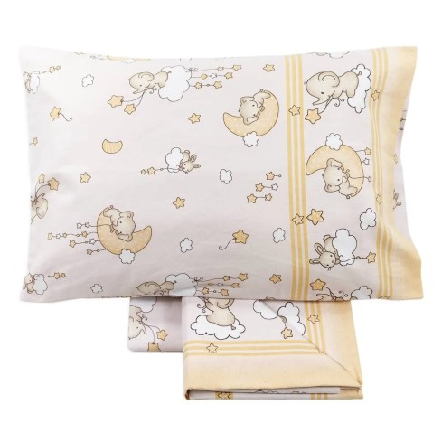 Set lenzuola culla Biancaluna monnie 100% cotone